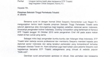 Ucapan Terima Kasih Kemenlu