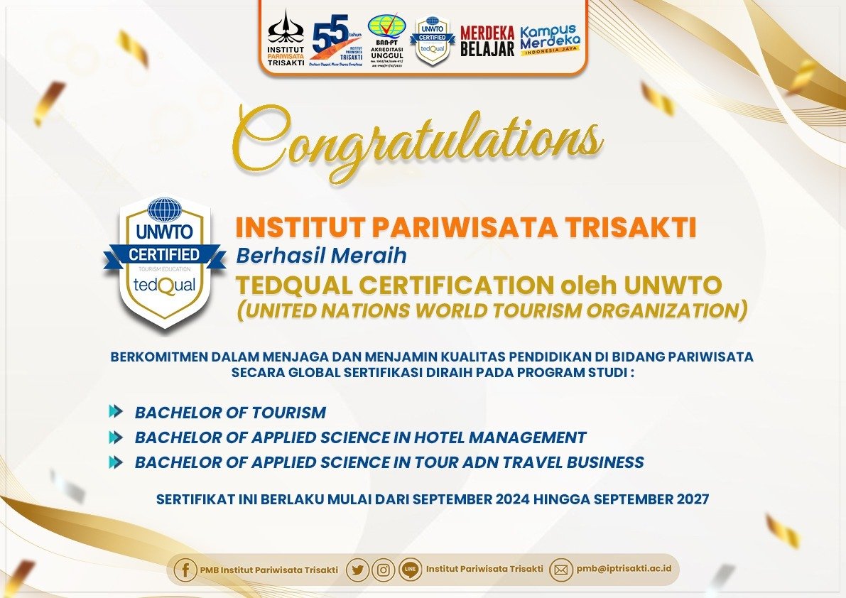 Institut Pariwisata Trisakti Raih Sertifikat TedQual dari UNWTO